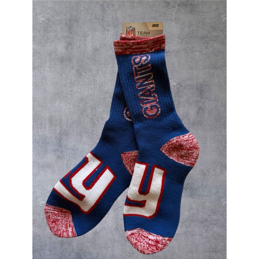 New York Giants NFL Socks Crew Medium NWT Blue Red White Crush Team Fan Apparel